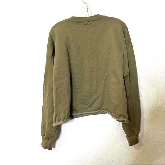 Green Day Graphic Sweatshirt cropped oversized fit sz L olive grunge Y2K - Picture 4 of 5